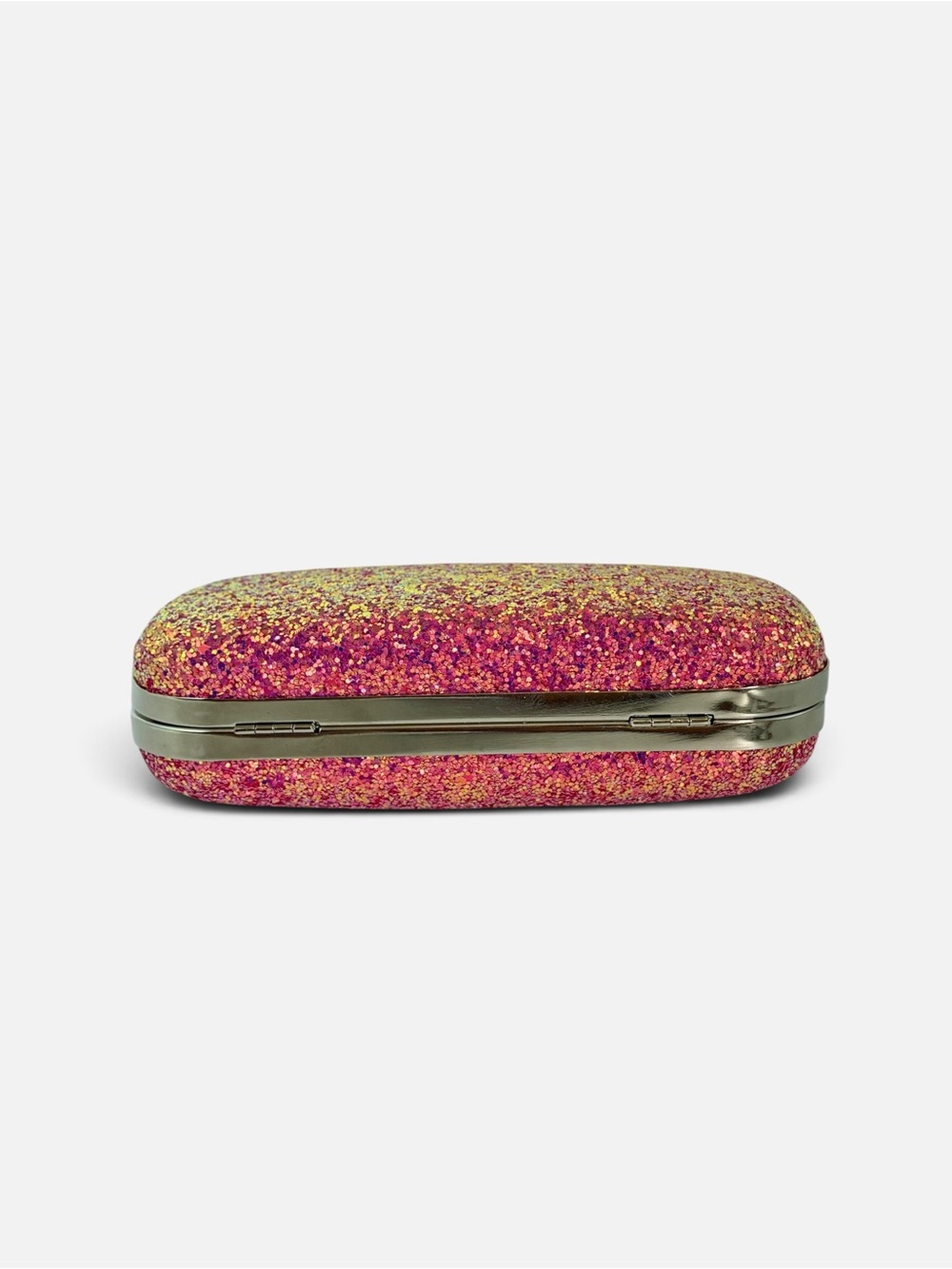 Pink Glitter Ring-Clasp Evening Clutch with Chain - Picture 5 of 9